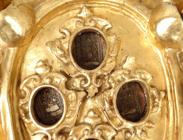 Reliquary Frame Carved Wood Golden Cherub Head Reliquary Eighteenth Century