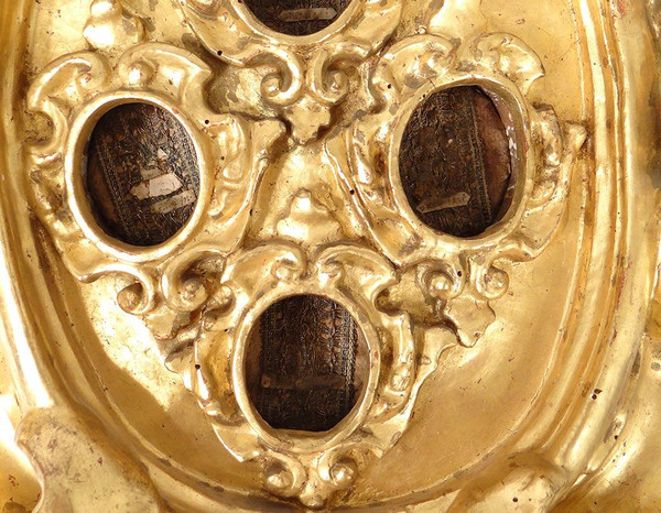 Reliquary Frame Carved Wood Golden Cherub Head Reliquary Eighteenth Century