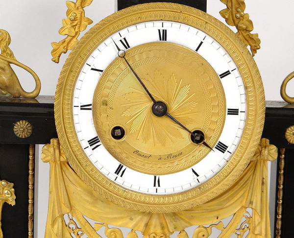 Portico Clock Bronze Gilt Marble Caryatids Return from Egypt Empire 19th century