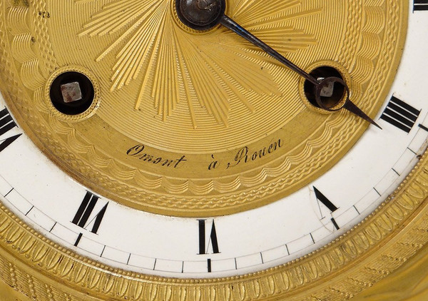 Portico Clock Bronze Gilt Marble Caryatids Return from Egypt Empire 19th century