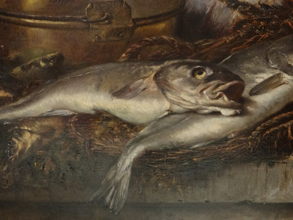 HST Still Life Stingray Lobster Fish Shell Eugène Claude 164x131cm 19th century