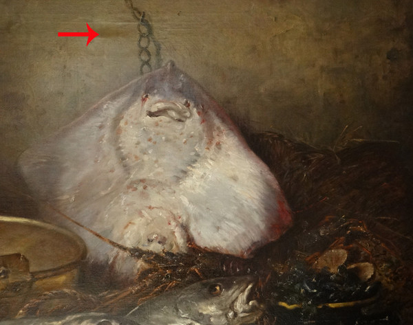 HST Still Life Stingray Lobster Fish Shell Eugène Claude 164x131cm 19th century