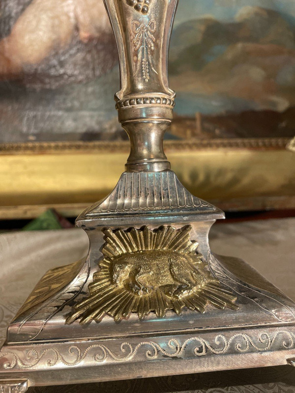 XIX ostensorio in argento sbalzato
