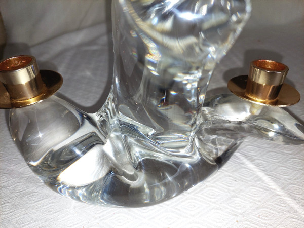 Pair of crystal candlesticks signed Maison Schneider (France) 60s-70s