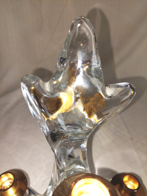 Pair of crystal candlesticks signed Maison Schneider (France) 60s-70s