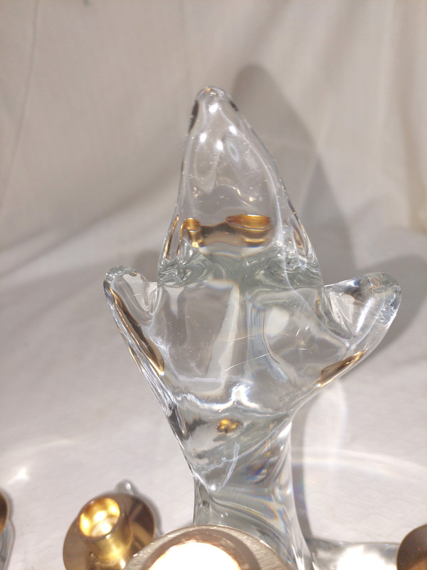 Pair of crystal candlesticks signed Maison Schneider (France) 60s-70s