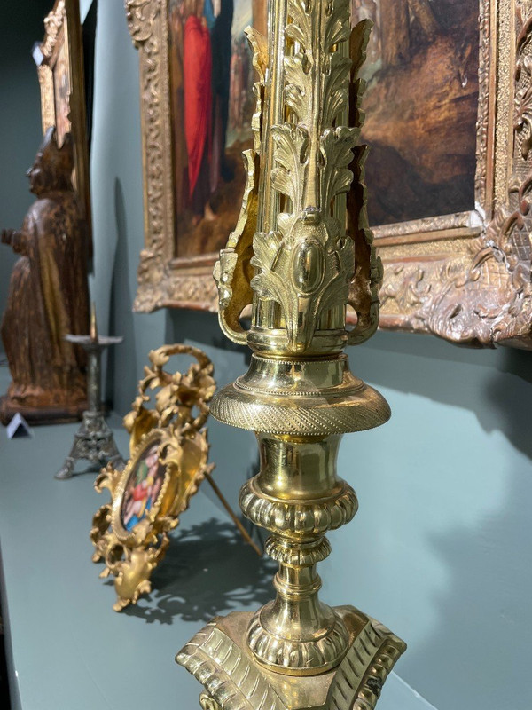 Large Pique Candle In Bronze From The Nineteenth