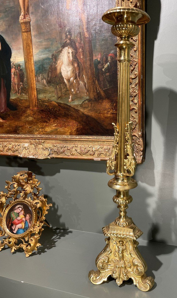 Large Pique Candle In Bronze From The Nineteenth