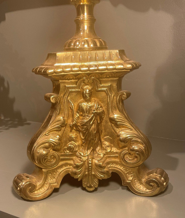 Large Pique Candle In Bronze From The Nineteenth
