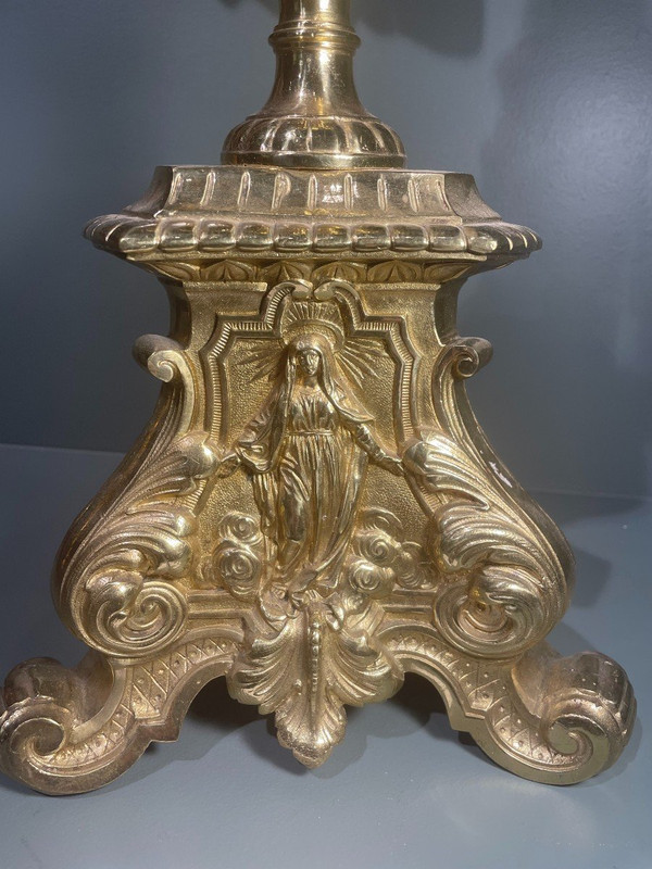 Large Pique Candle In Bronze From The Nineteenth