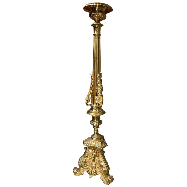 Large Pique Candle In Bronze From The Nineteenth