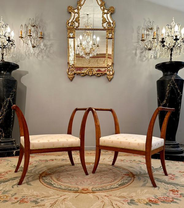 Pair Of Curules Stools From The Directoire Period Around 1795