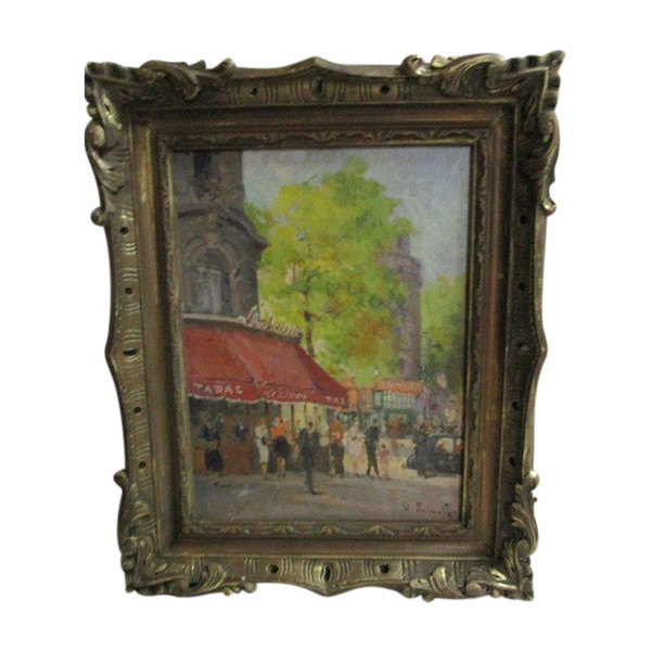 Restaurant "le Dôme à Paris.Peinture sur toile.signée en bas.