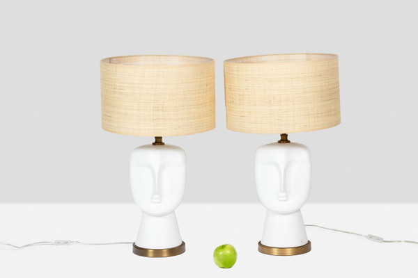 Coppia di lampade opaline bianche opache, XX secolo
