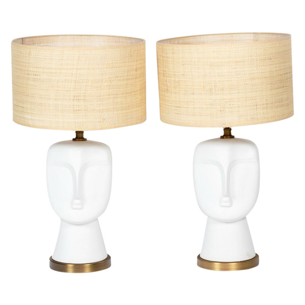 Coppia di lampade opaline bianche opache, XX secolo