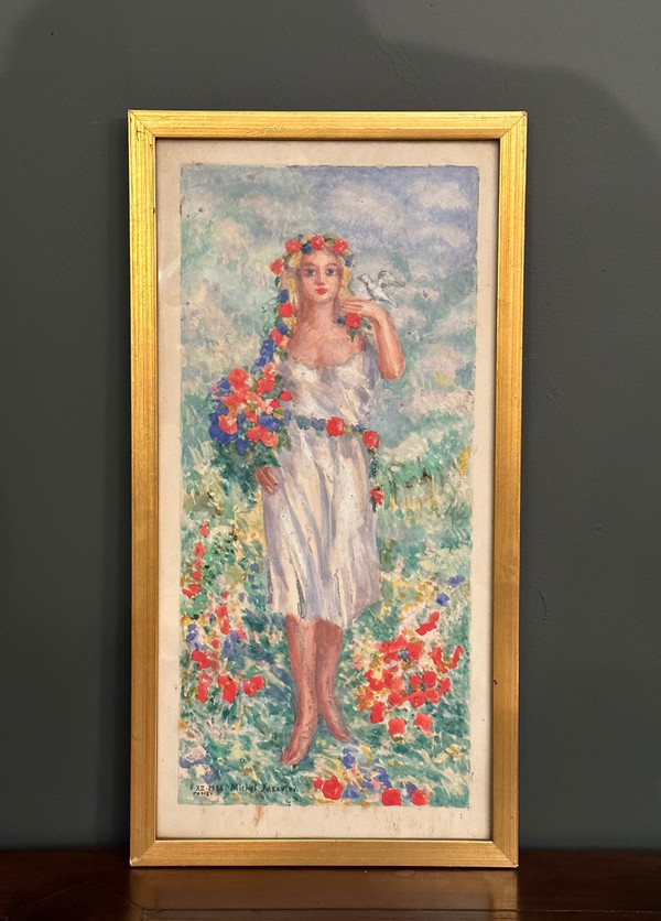 Mikhail Yakovlev, Suite De Quatre Aquarelles Saisons Ecole Russe (1880 - 1942)