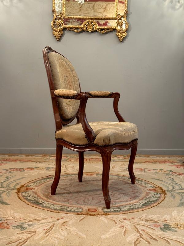 Louis XV period Cabriolet armchair with Medaillon back circa 1750