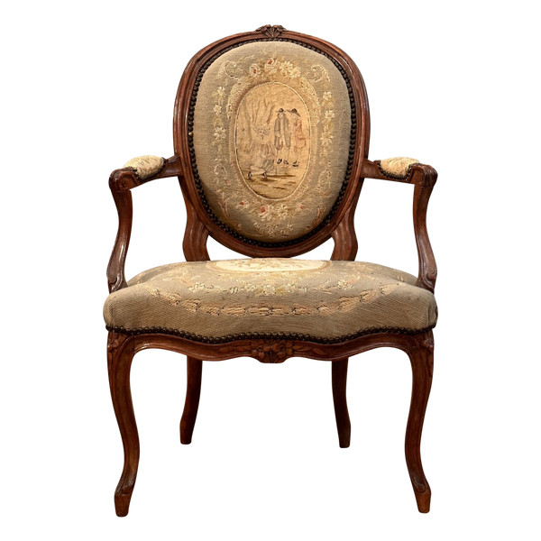 Louis XV period Cabriolet armchair with Medaillon back circa 1750