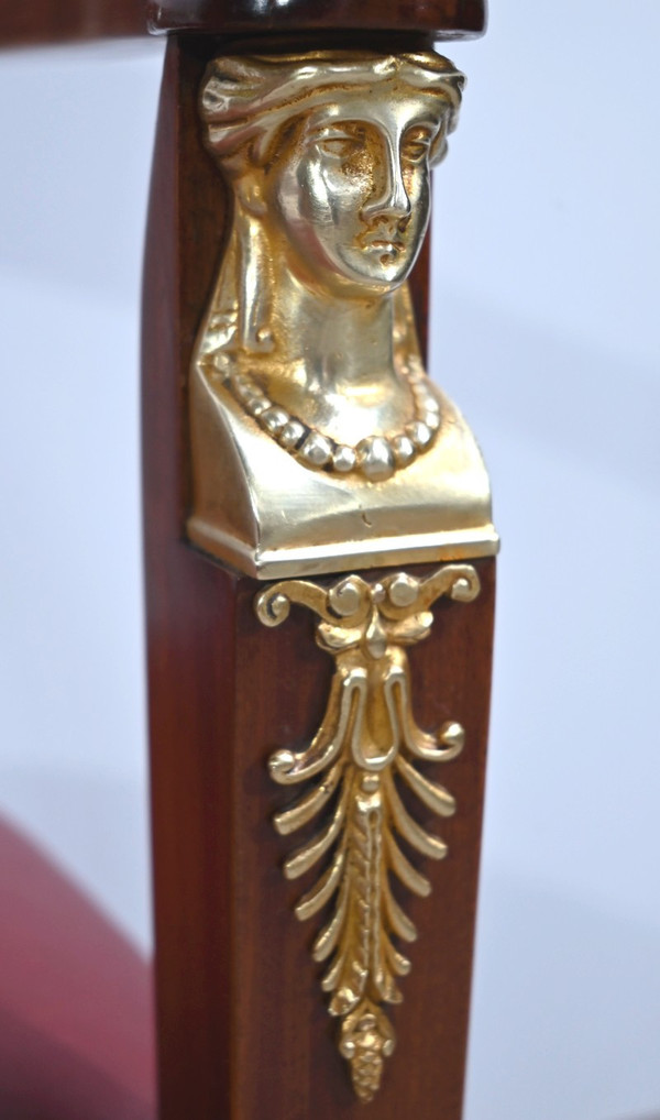 Fauteuil de Bureau en Acajou Clair, style Retour d’Égypte – Milieu XIXe