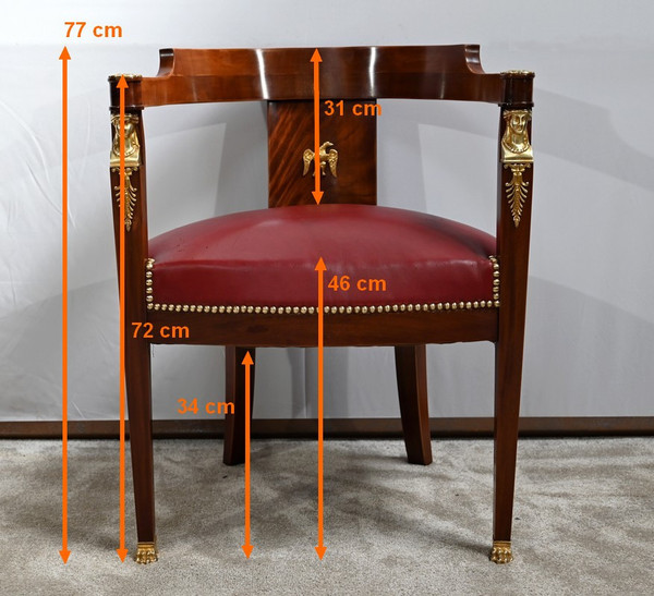 Fauteuil de Bureau en Acajou Clair, style Retour d’Égypte – Milieu XIXe