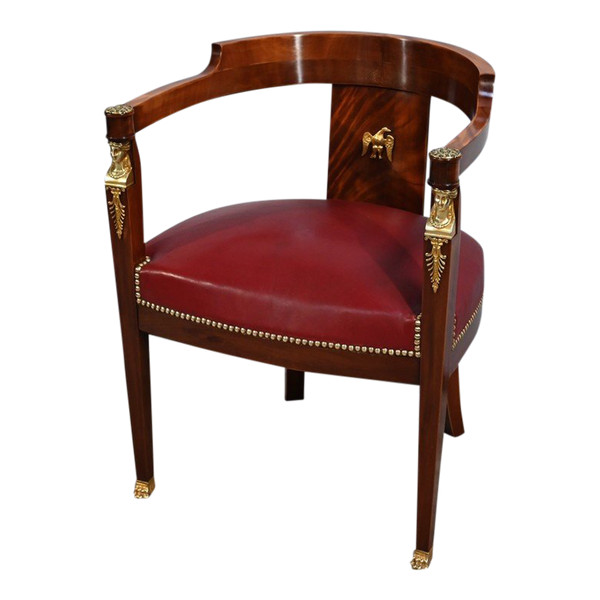 Fauteuil de Bureau en Acajou Clair, style Retour d’Égypte – Milieu XIXe