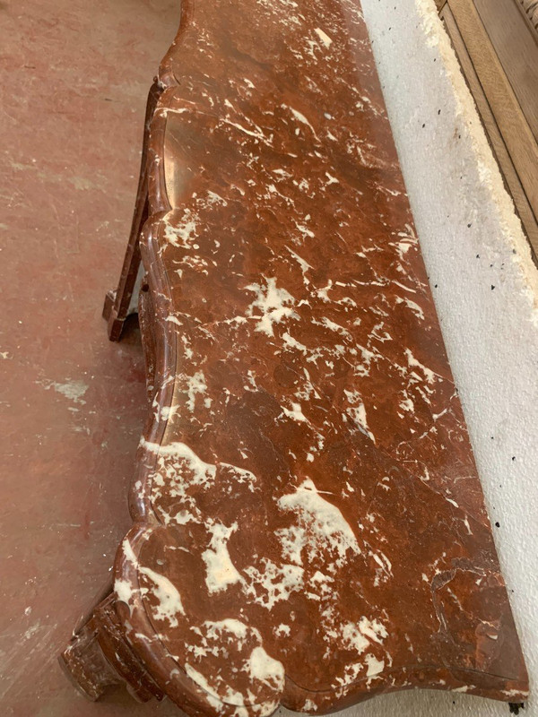 Louis XV Style Three Shell Fireplace In Royal Red Marble XIX Century