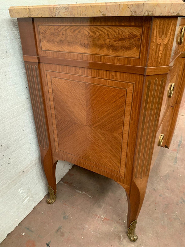 Commode With Central Projection In Amaranth Wood And Rosewood XX Century