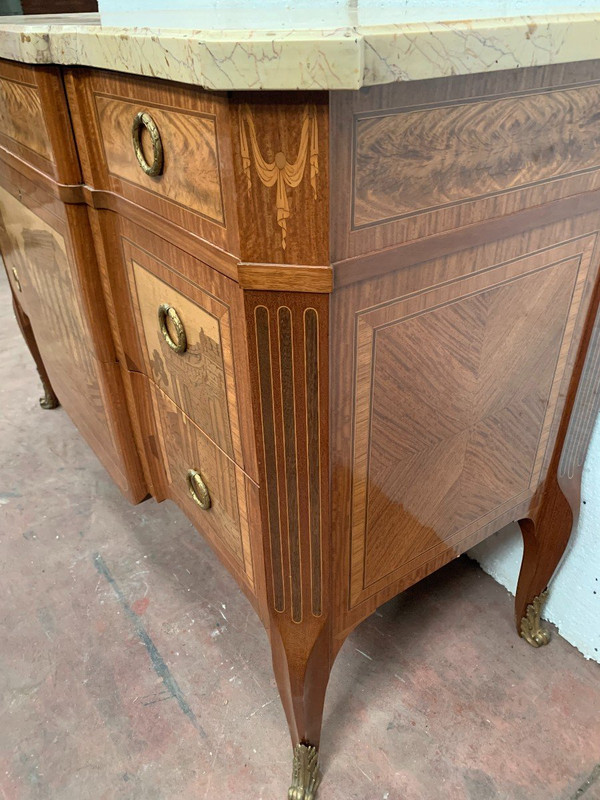 Commode With Central Projection In Amaranth Wood And Rosewood XX Century