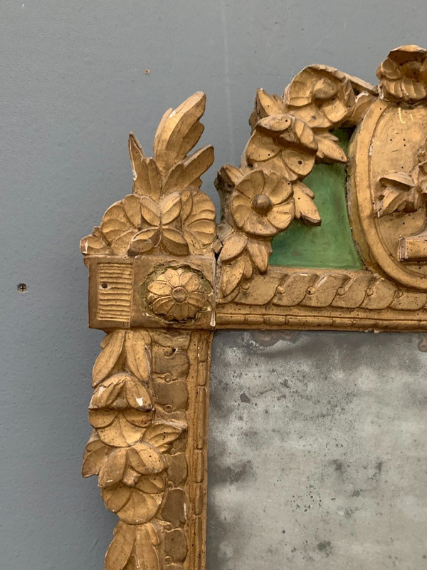 Miroir d'époque Louis XVI En Bois Doré XVIII Siècle