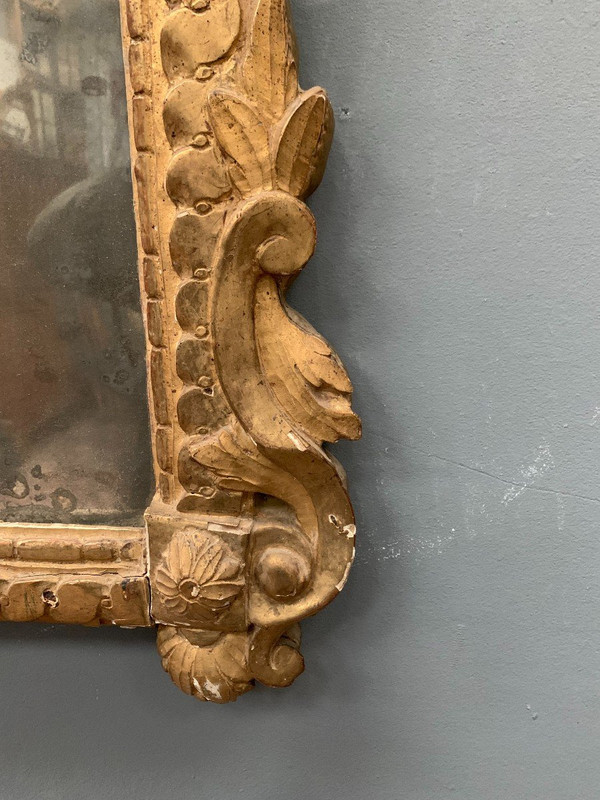 Miroir d'époque Louis XVI En Bois Doré XVIII Siècle