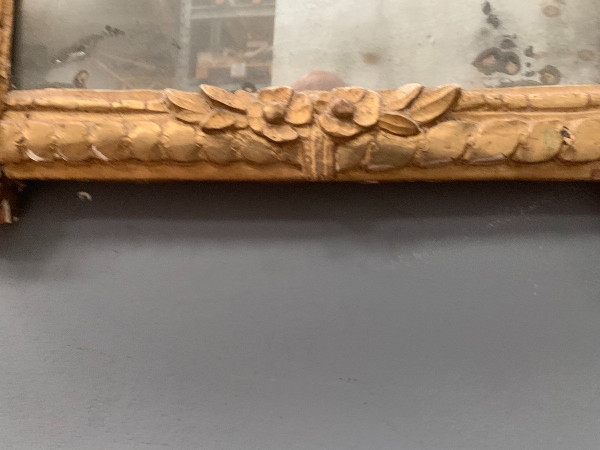 Miroir d'époque Louis XVI En Bois Doré XVIII Siècle