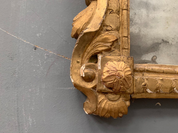 Miroir d'époque Louis XVI En Bois Doré XVIII Siècle