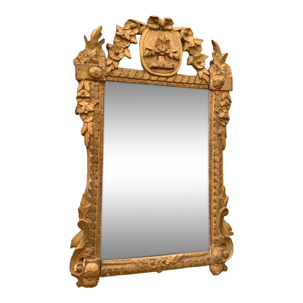 Miroir d'époque Louis XVI En Bois Doré XVIII Siècle