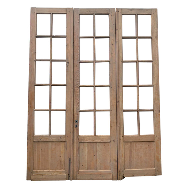 Suite De Trois Portes De Séparation En Sapin XX Siècle