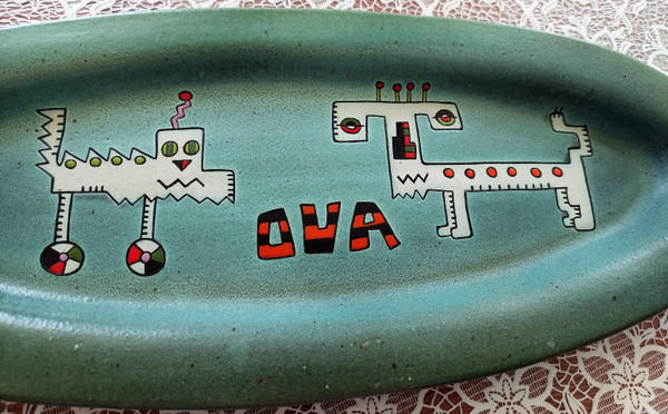 Grande piatto ovale di Vallauris in gres da identificare metà del XX secolo