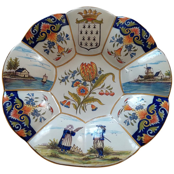 Octagonal ceramic dish from Devres late 19th century