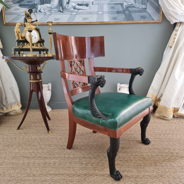 Jacob Frères, paire de fauteuils de cabinet d'époque Consulat. 