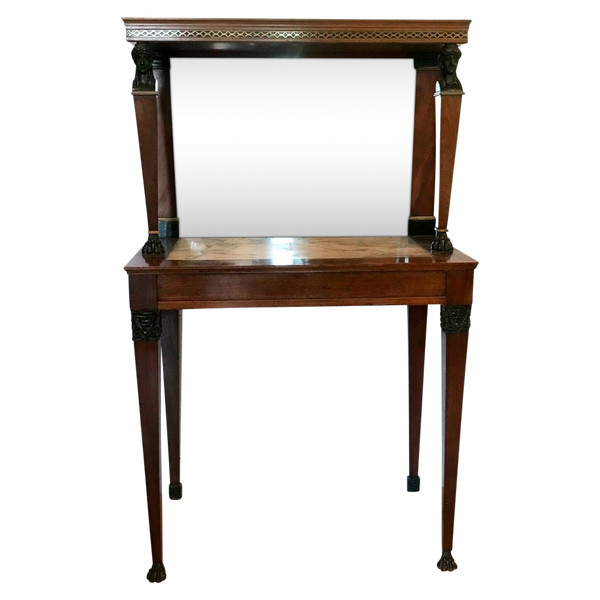 Console A Fond De Miroir d'époque Empire En Acajou XIX Siècle
