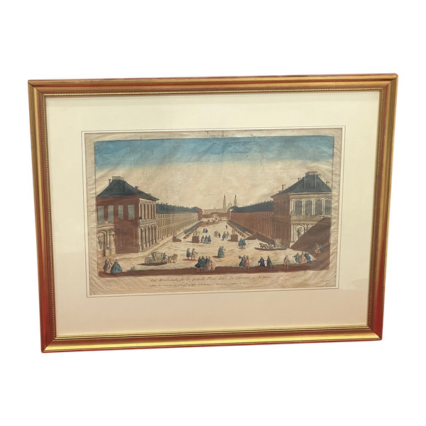 Painting Engraving Optical view Place Carrière Nancy XVIII ème