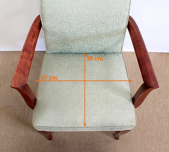  Set di 3 pezzi, coppia di poltrone a ponte e sgabello, Art Déco - 1940