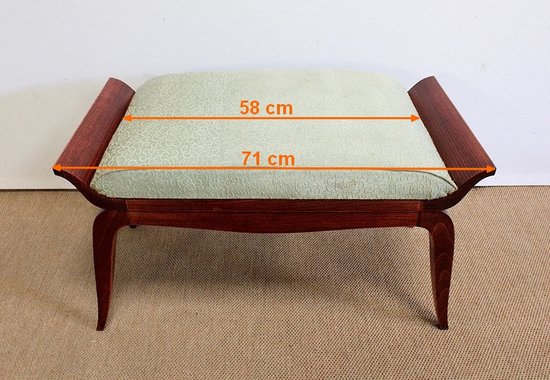  Set di 3 pezzi, coppia di poltrone a ponte e sgabello, Art Déco - 1940