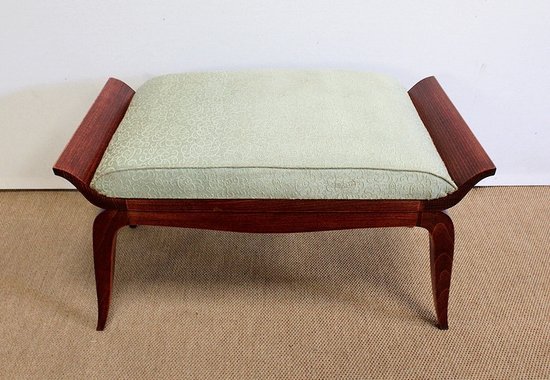  Set di 3 pezzi, coppia di poltrone a ponte e sgabello, Art Déco - 1940