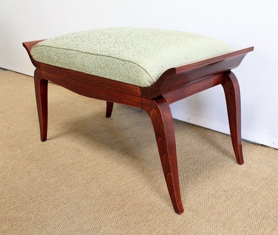  Set di 3 pezzi, coppia di poltrone a ponte e sgabello, Art Déco - 1940