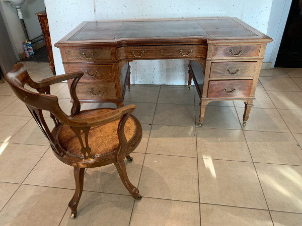Bureau Et Son Fauteuil Tournant Angleterre XIX Siècle