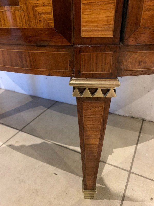 Comò A Mezzaluna In Stile Luigi XVI In Intarsio Fine Del XIX Secolo