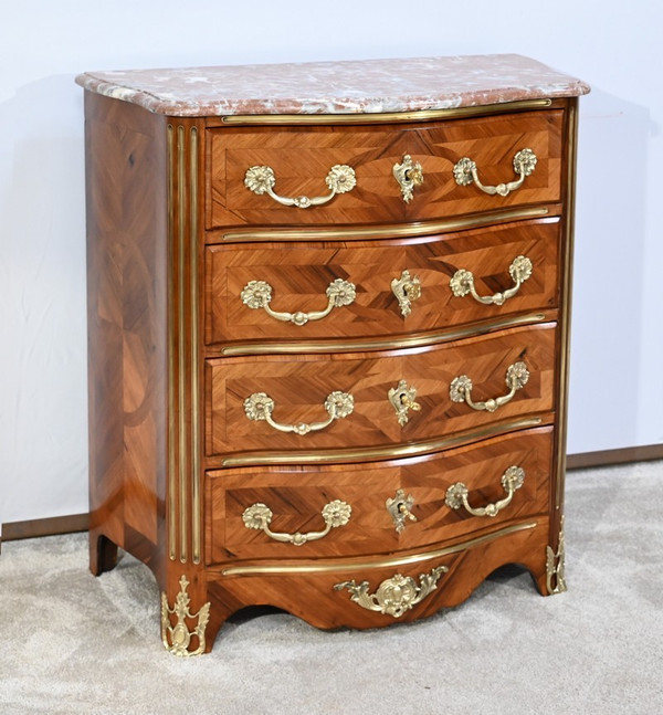 Petite Commode Tombeaux d’entre-deux en Bois de Violette et de Bois de Rose, style Louis XIV – 2ème moitié du XIXe