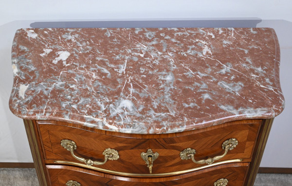 Petite Commode Tombeaux d’entre-deux en Bois de Violette et de Bois de Rose, style Louis XIV – 2ème moitié du XIXe