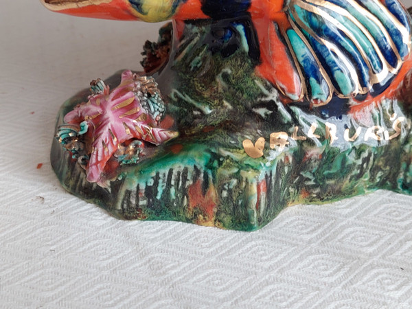Céramique forme poisson pied lampe d'Art Vallauris années 50 60 70