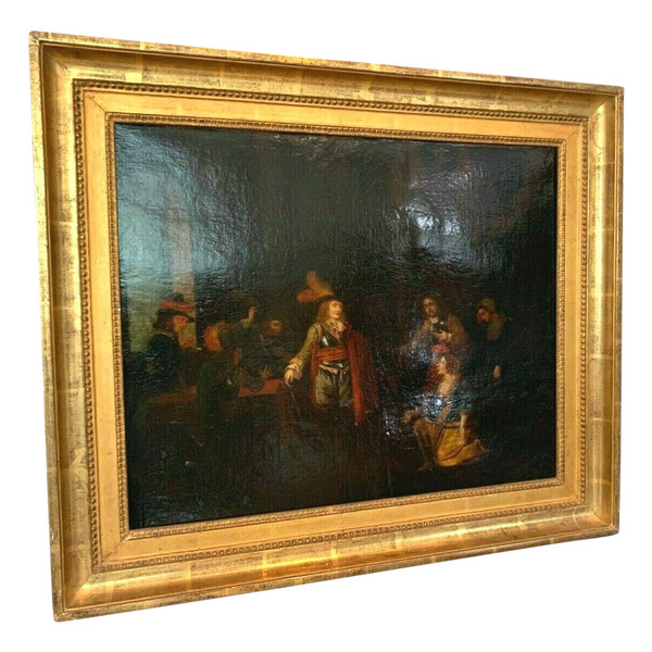 Oil On Canvas Animated Scene Of Characters XIX Century