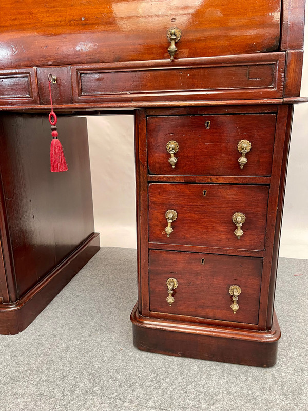 Bureau à cylindre victorien en acajou avec tiroir secret 1830